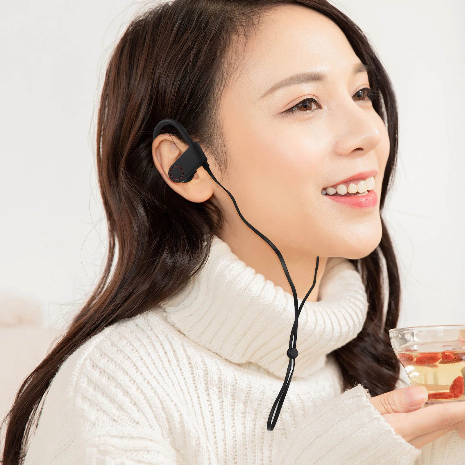 

Wireless Ear-Hanging Headphones Long Life 8 Hours Sweatproof Waterproof for Sports Noise Reduction Microphone