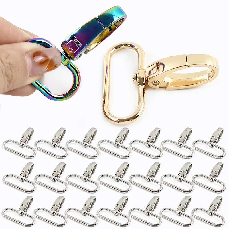 

20/50Pcs 16-38mm Metal Buckles Keychain Swivel Lobster Clasp Webbing Strap-on Trigger Snap Hook Carabiner Clips Bag Accessories