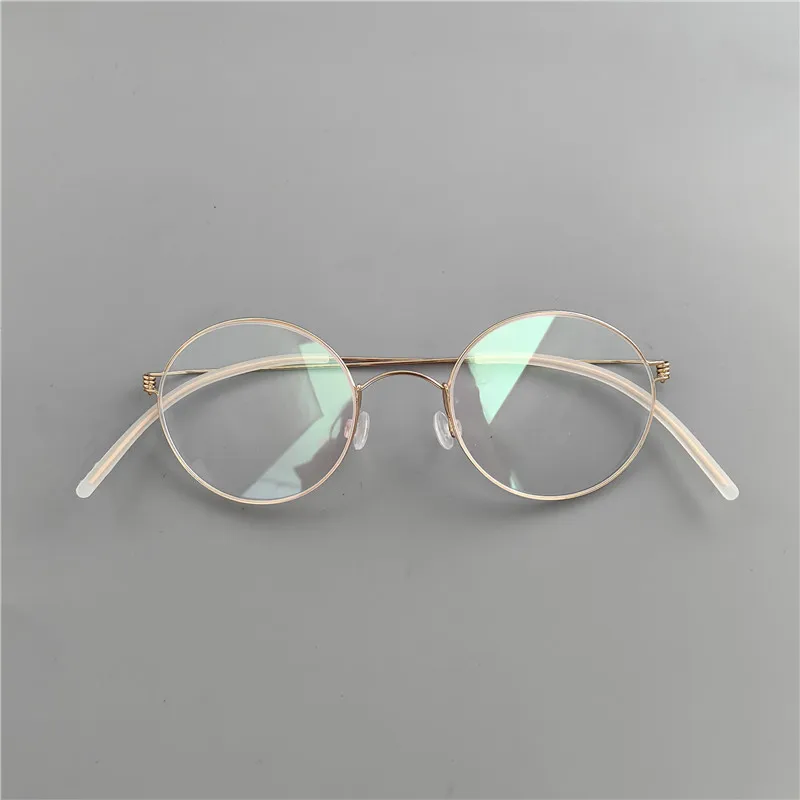 Retro Danish ultra light screw free pure titanium small round eyeglass frame pure titanium handmade eyeglass frame