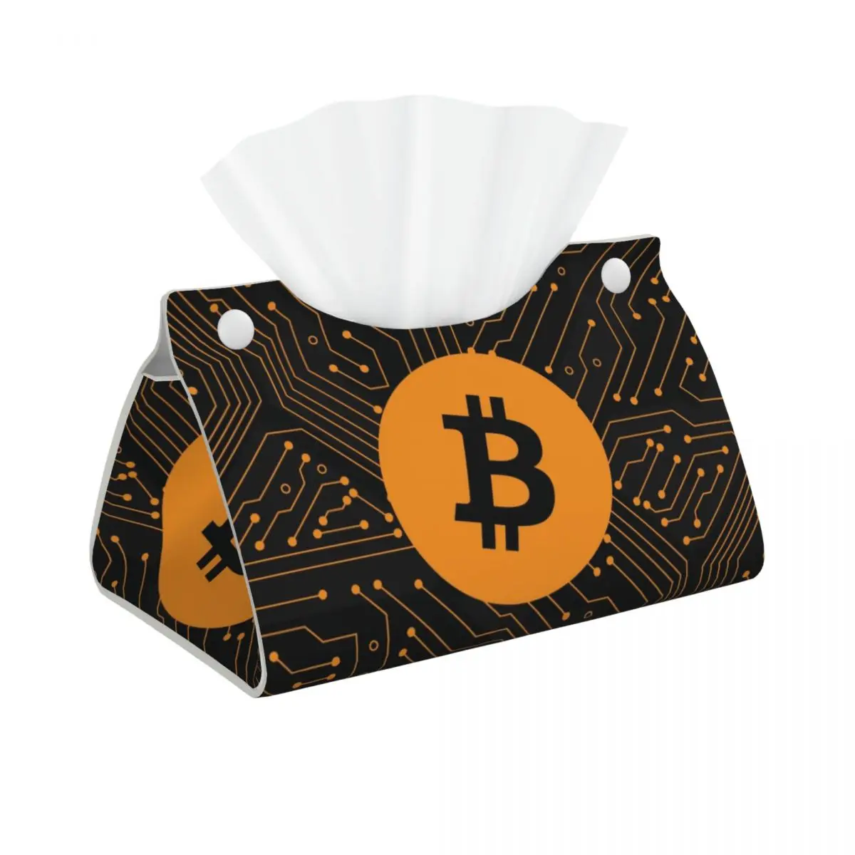Couvercle de boîte à mouchoirs personnalisé Bitcoin Blockchain, porte-mouchoirs rectangulaires en cuir PU pour crypto-monnaie BTC, pour salle de bain