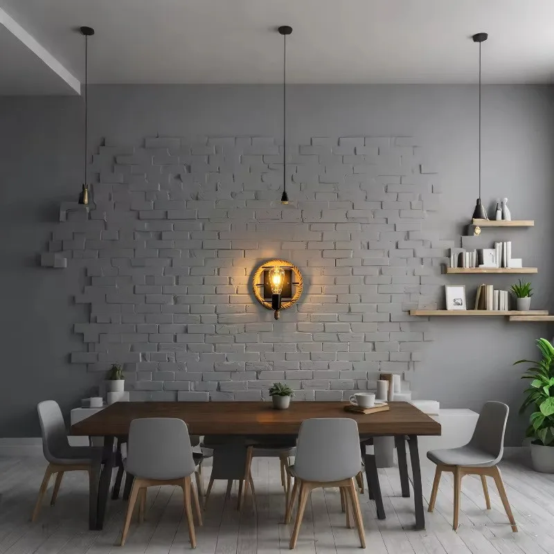 Hemp Rope Wall Lamp Retro Industrial Style Creative Country Restaurant Coffee Shop Bar Aisle Wall Lamp Decorative Lamp