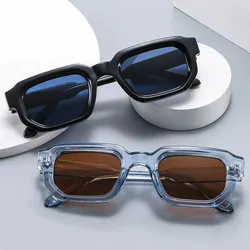 Square Sunglasses for Men Women UV400 Shades Vintage Blue Tea Punk Fashion Sun Glasses