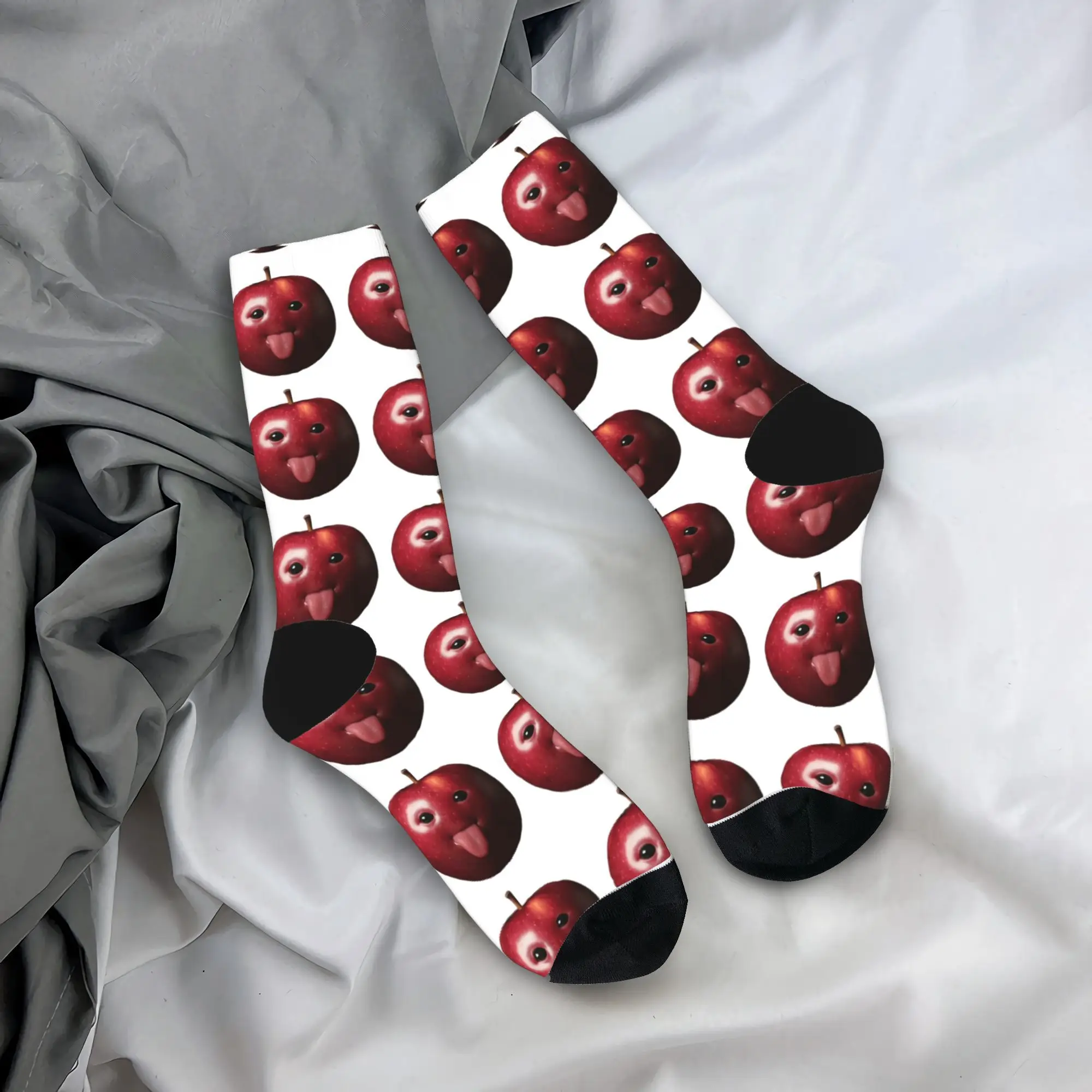 Women Men Socks Funny Silly AI Apple Gen Z Meme BrainRot Humor Tongue Out  Stockings Anti Skid Graphic Running Sports Socks