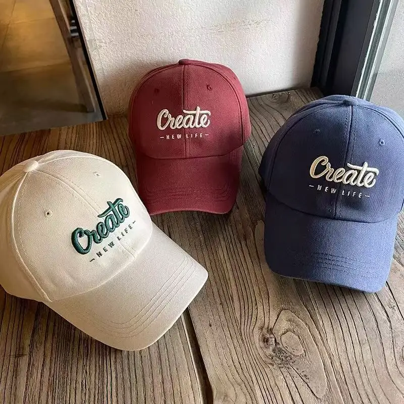 Hard top baseball cap retro women's spring and autumn letter embroidered cap outdoor travel men's sunscreen baseball cap