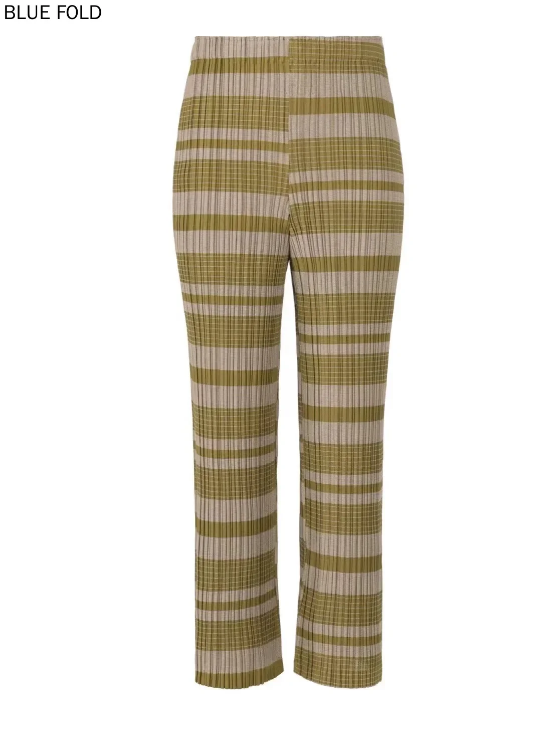 سراويل مياكي عالية الخصر بطيات على شكل حلقة بصل مستقيمة متعددة الاستخدامات ذات ألوان متباينة ملابس عمل عصرية