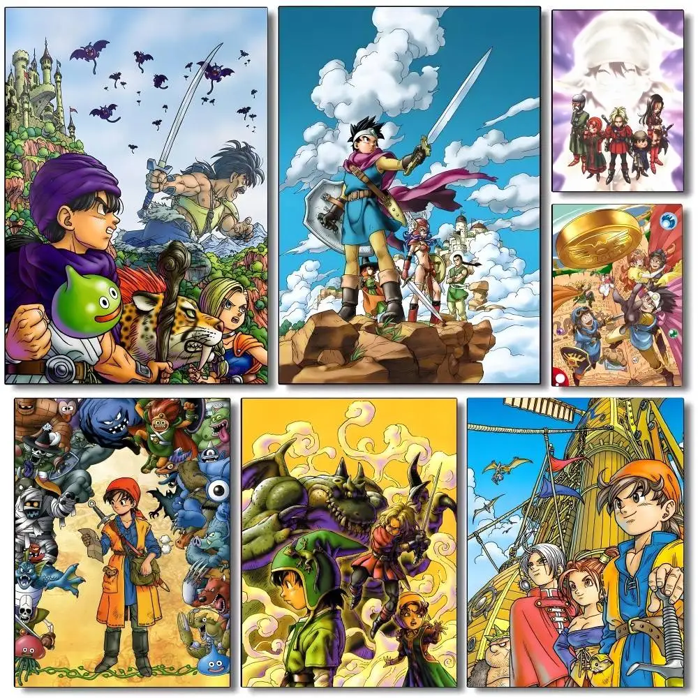 1pc Classic Anime D-Dragon Quest Poster Sticker Print Waterproof Wall Art For Living Room Bedroom Home Decor