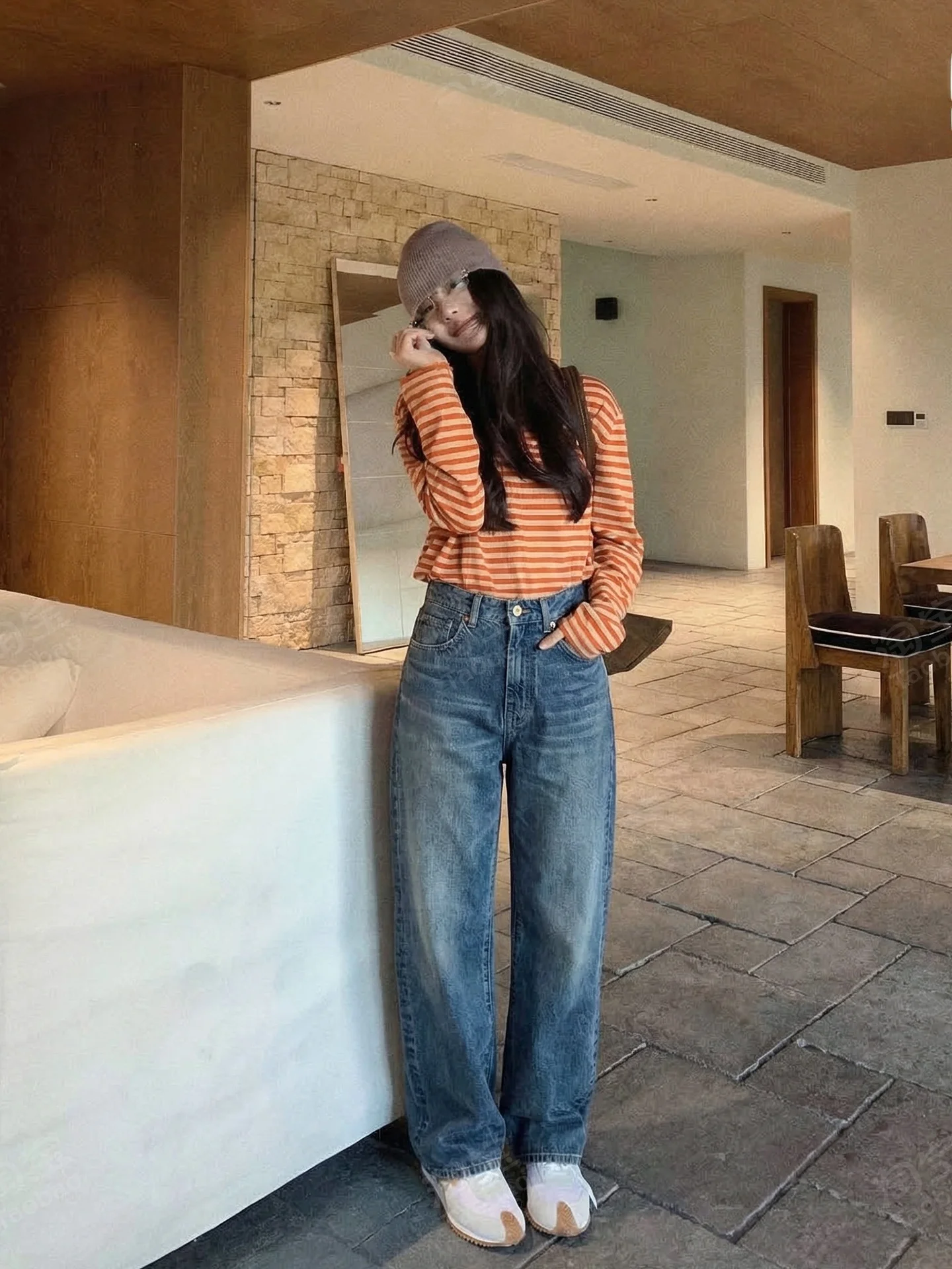 

High Waist Cotton Denim Jeans Women's Straight Leg Jeans High Quali Waed Casual Sle Spring Faion Ladies Jeans
