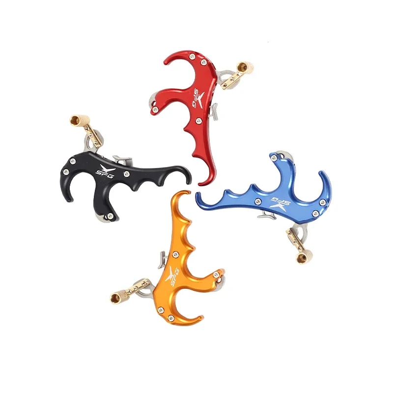 Aluminum Alloy 4-Finger Archery Releaser Aids Compound Bow Thumb Trigger Grip Professional Shotting Accessories