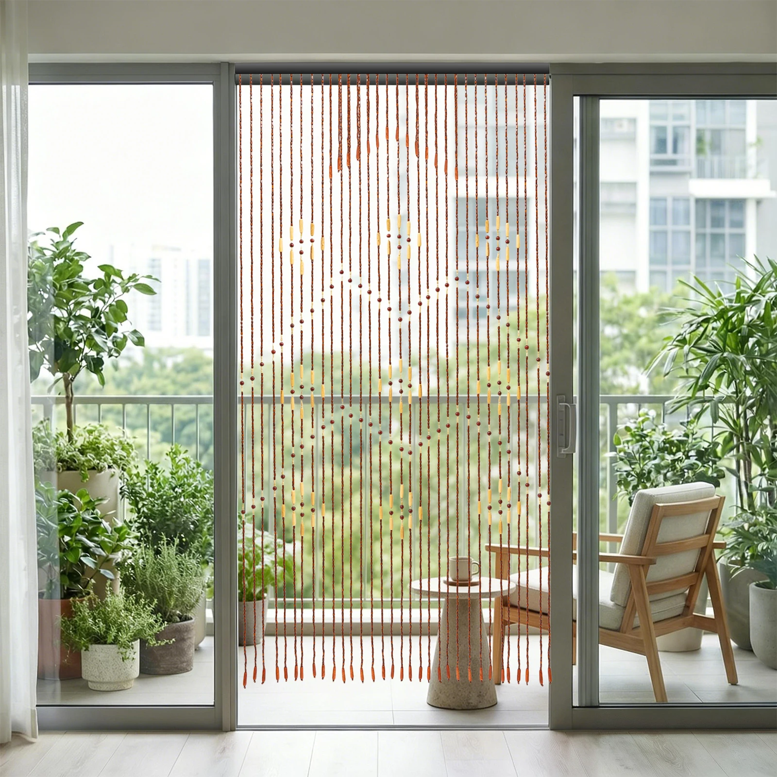 

Деревянная занавеска из бусин ручной работы, 90x175 см, бамбуковый разделитель комнаты ручной работы с 32 нитями, для дверного проема, шкафа