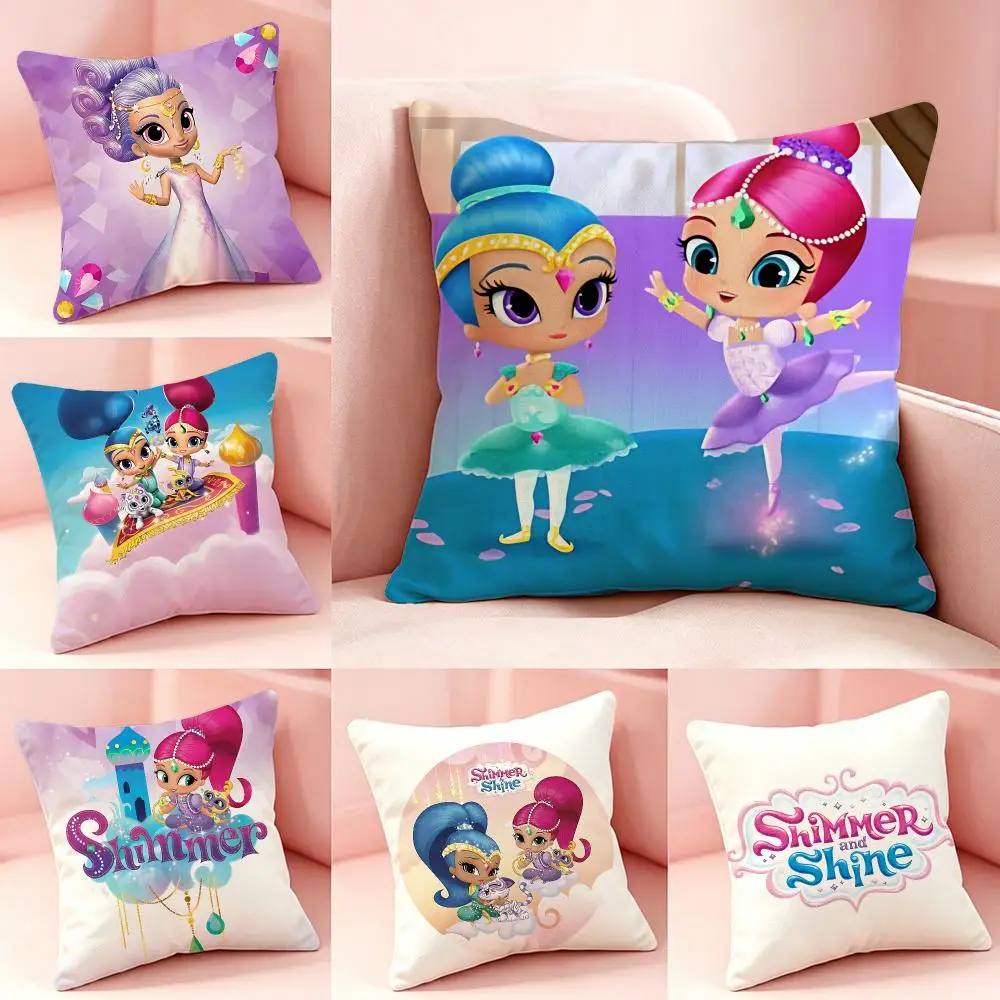 Anime Shimmer and ShineS Cushion Cover Pillow Short Plush Pillow Cute Simple Style For Living Room Bedroom Birthday Gift
