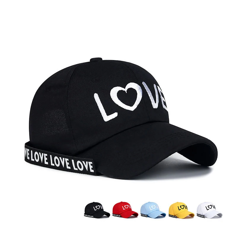 New 3D LOVE Embroidery Baseball Cap 100% Cotton Dad Hat Letter Snapback Summer Sun Fashion Hip Hop