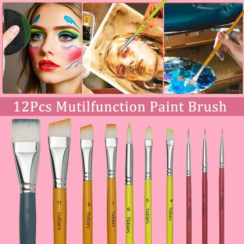 10 قطعة/المجموعة ألوان الجسم الطلاء فرش مجموعة متعددة الوظائف النايلون الشعر اللوحة فرش الفنان فرش الوجه الجسم الطلاء فرش #5