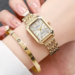 2PCS/set Luxury Women Watches Fashion Gold Steel Band Ladies Quartz Watch Opening Cuff Bracelet Set Relogio Feminino