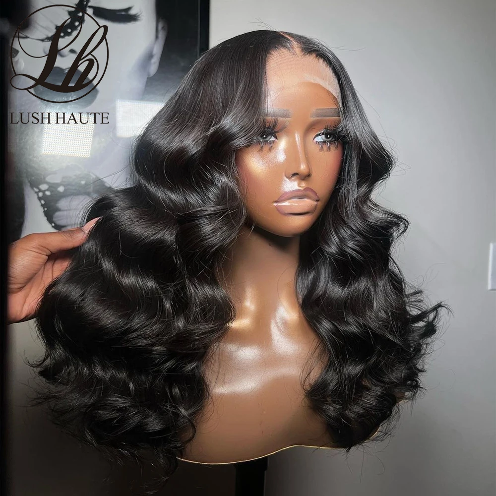 Body Wave Lace Front Wig Transparent Synthetic Glueless Natural Black /Burgundy Red Lace Wig With Baby Hair Heat Resistant Wigs