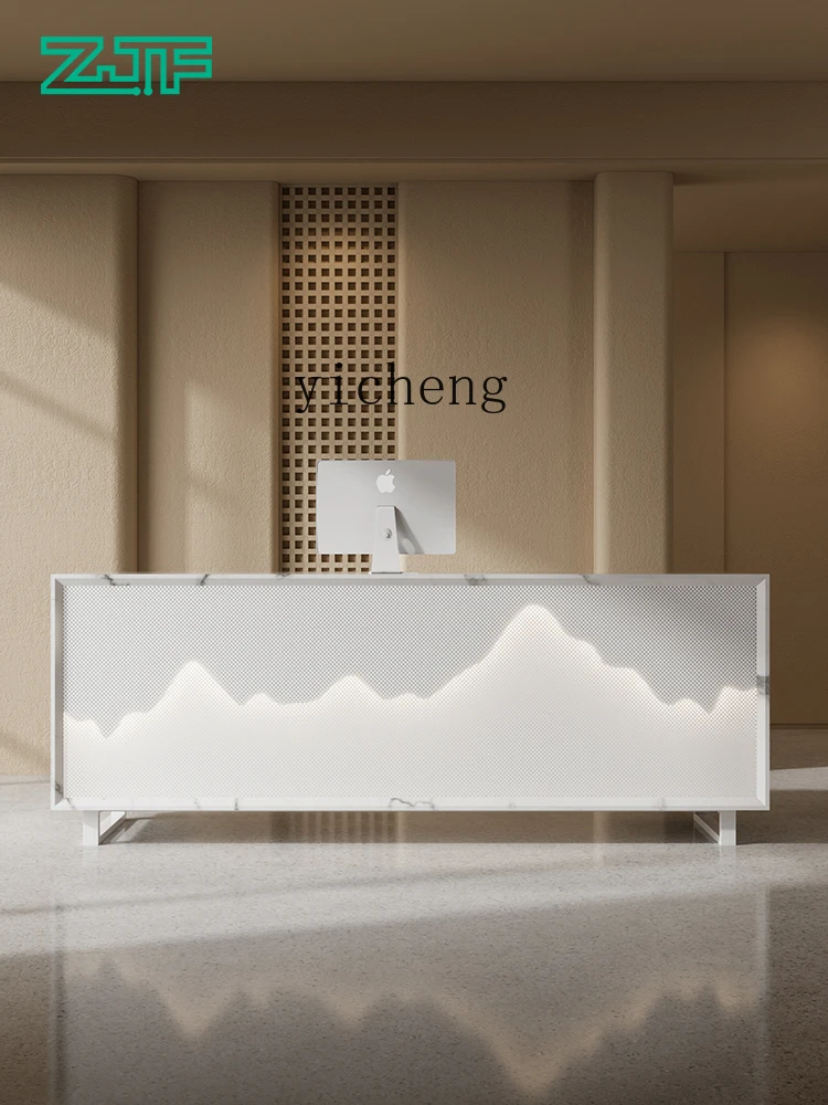 

XL reception desk New Chinese style simple modern service desk Stone luminous checkout page counter