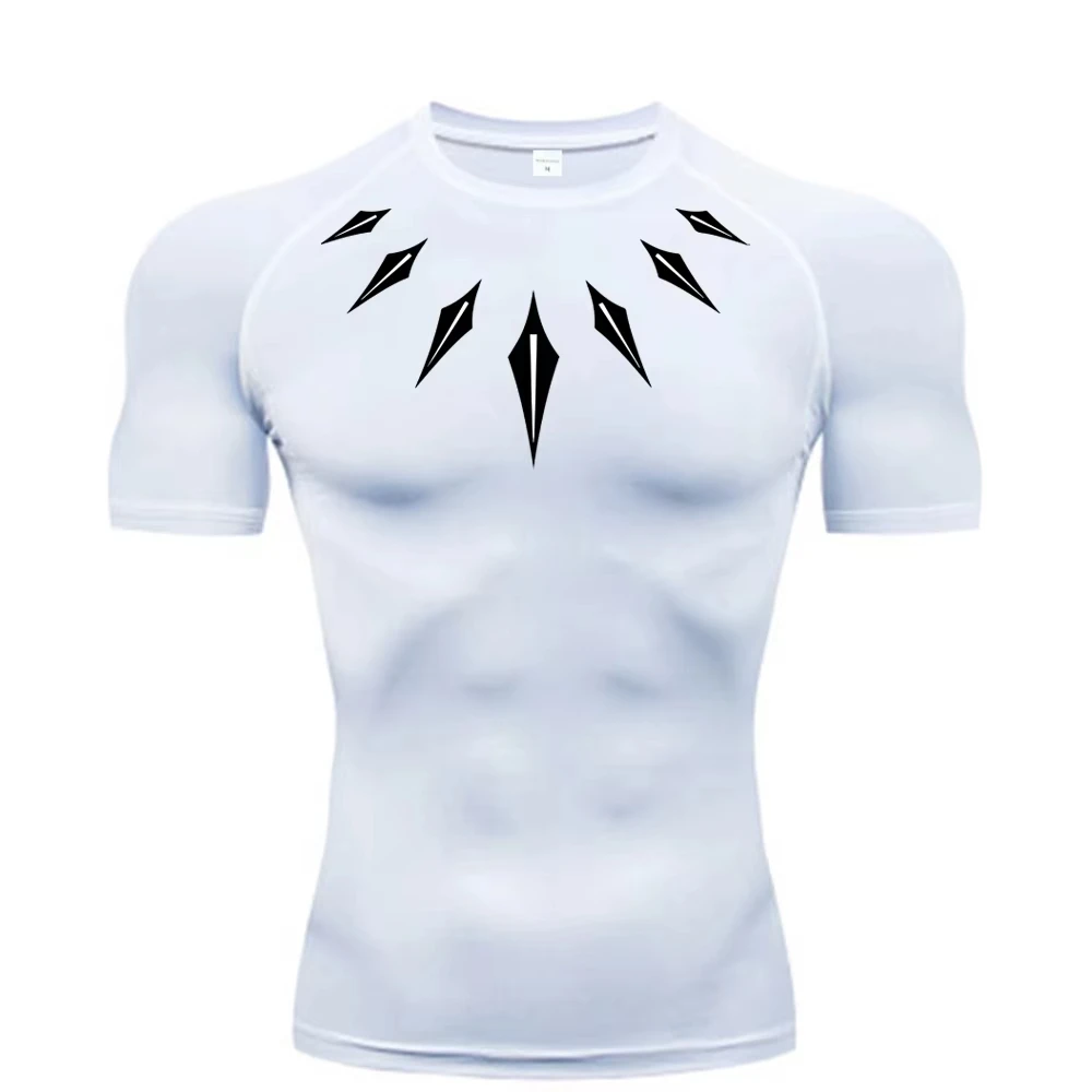 Men Compression Running T Shirt Fitness Tight Short Sleeve Tshirt Training Jogging Shirts Gym Sportswear Quick Dry Rashgard JW36