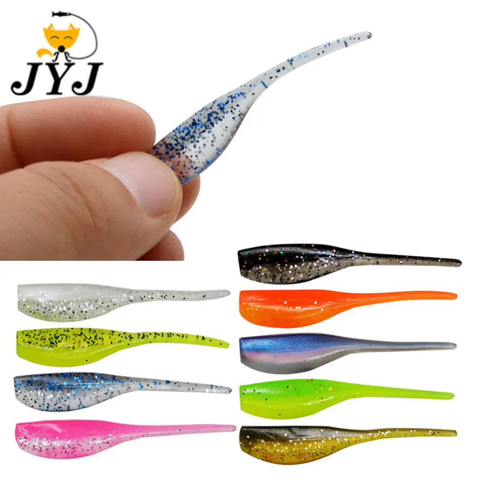 5cm 0.9g 10 peças afundando isca de pesca artificial isca de minhoca macia, agulha cauda shad wobbler isca de pesca isca