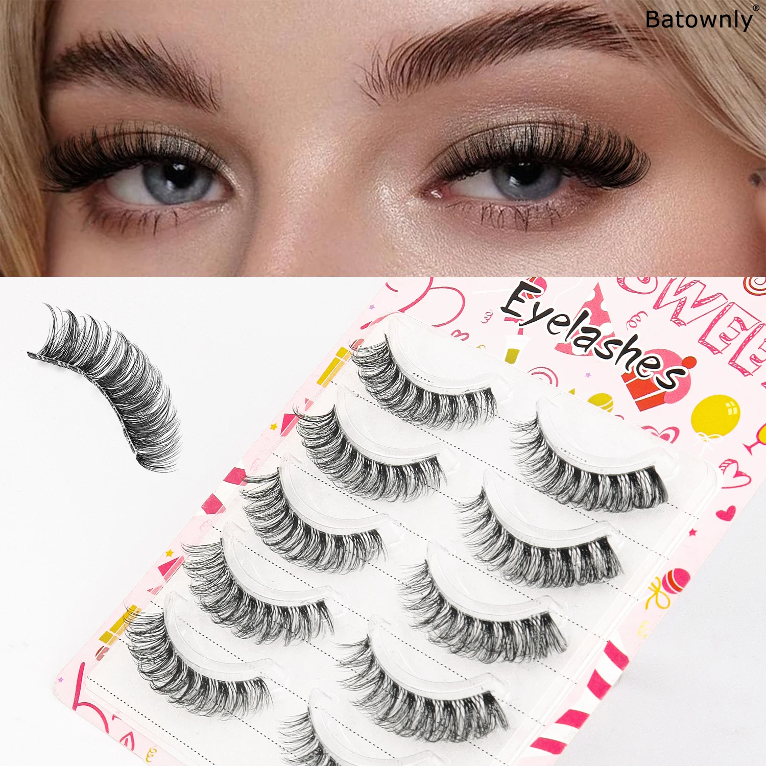 ขนตาปลอม 3D Fluffy 5 ชิ้นพร้อม D Curls ธรรมชาติเพื่อลุคที่ดีที่สุด