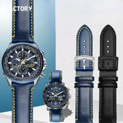 Genuine Leather Watch Strap for Citizen Blue Angel At8020 Air Eagle Second Generation Jy8078  8035 8085 Blue Watch Band 23mm