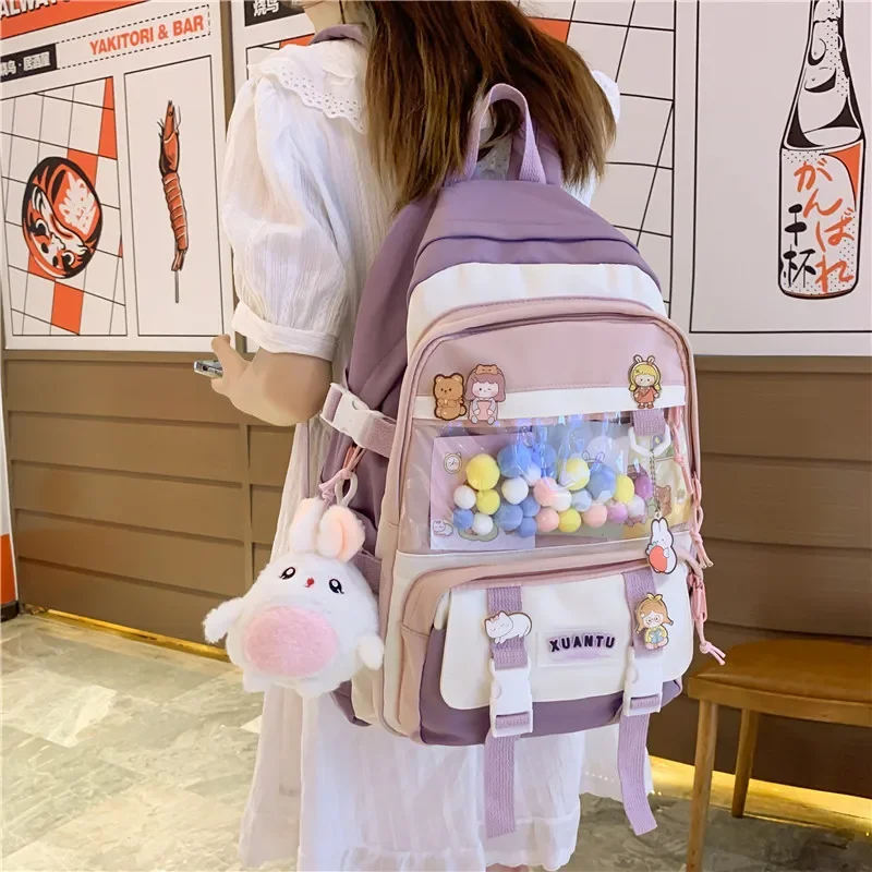 

Female Harajuku School Bag Women Kawai Backpack College Large Capacity Lady Cartoons Backpack Fashion Book Girl Student Bag