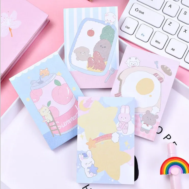 Kawaii Notes Korean Ins Cute Cartoon Girl Sticky Notes for Students Sticker Notes Memo Pad Cute Stationary Supplies