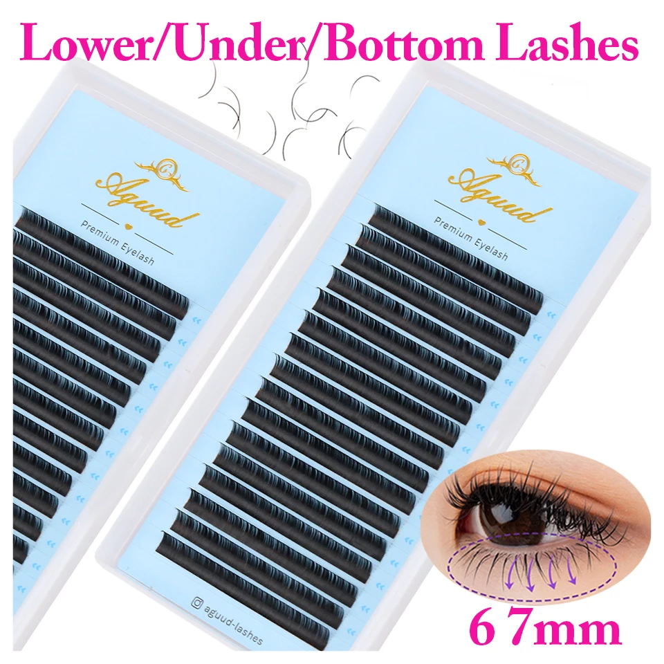 

AGUUD Lower/Under/Bottom Lashes 6 7 8mm B/C/CC/D Curl Short Natural Faux Mink Individual Eyelash Extensions Under Lash Extension