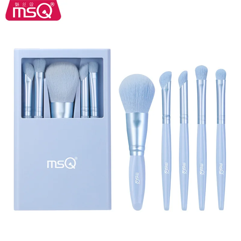 MSQ/Meisikou 5-delige Plain Box draagbare make-up volledige set oogschaduwborstels Mini Travel