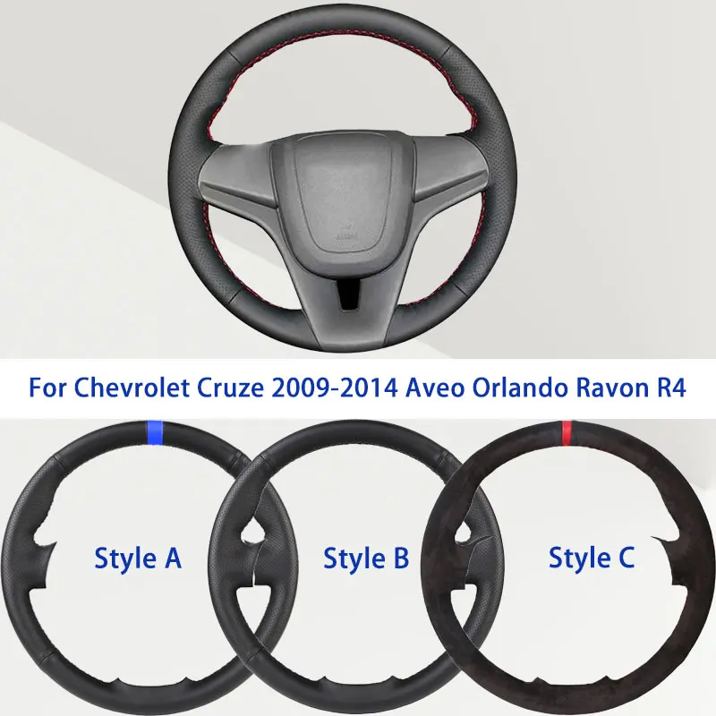 

Black Microfiber Synthetic Leather Car Steering Wheel Cover For Chevrolet Cruze 2009-2014 Aveo Orlando Ravon R4 Automotive Grip