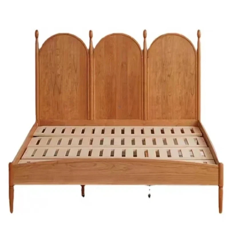 

x11 Двуспальная кровать из тишины, маленькая квартира, брачная кровать, минималистичный японский стиль, ретро, главная спальня, деревянная кровать из черного ореха