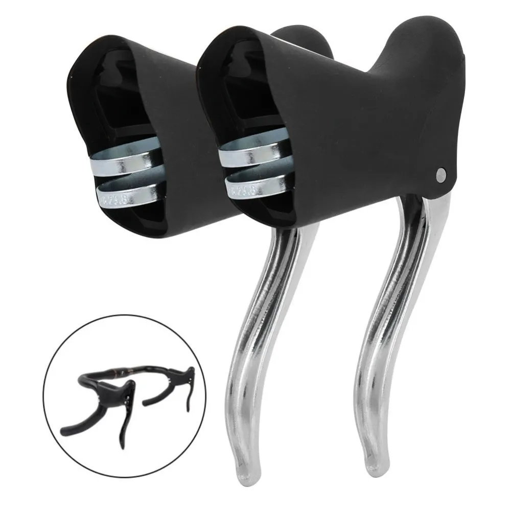 

1 pair Aluminum Alloy and Resin Bike Brake Levers Anti-Slip Grip V Brake Mountain Bike Brake Handles Black&Sliver Disk Brakes