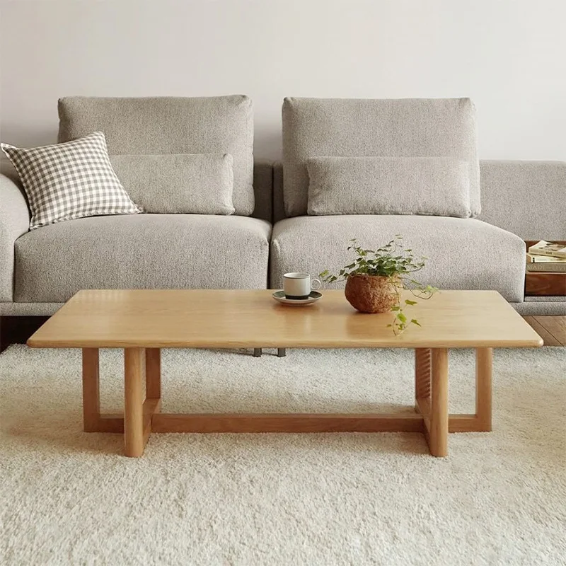 Rectangular Solid Wood Coffee Tables Small Home Apartment Rattan Coffee Tables Japanese-style Living Room Furniture ChaJi JT40C