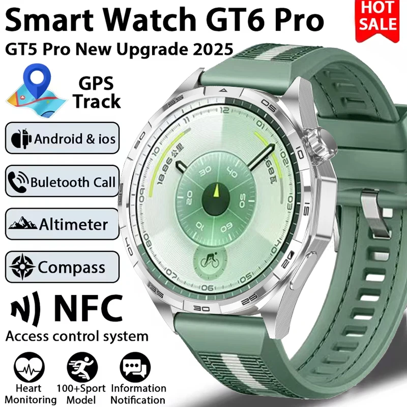 

Men Ourdoor Watch 6 PRO Smart Watch AMOLED HD Screen Bluetooth Call GPS Trajectory NFC Heart Rate Compass SmartWatches 2026 New