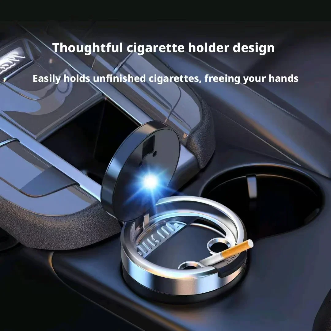 Portable LED Smokeless Car Ashtray Universal Auto Cigarette Cup Holder Windproof Liner Car Interior Styling Ornament Decor view 6