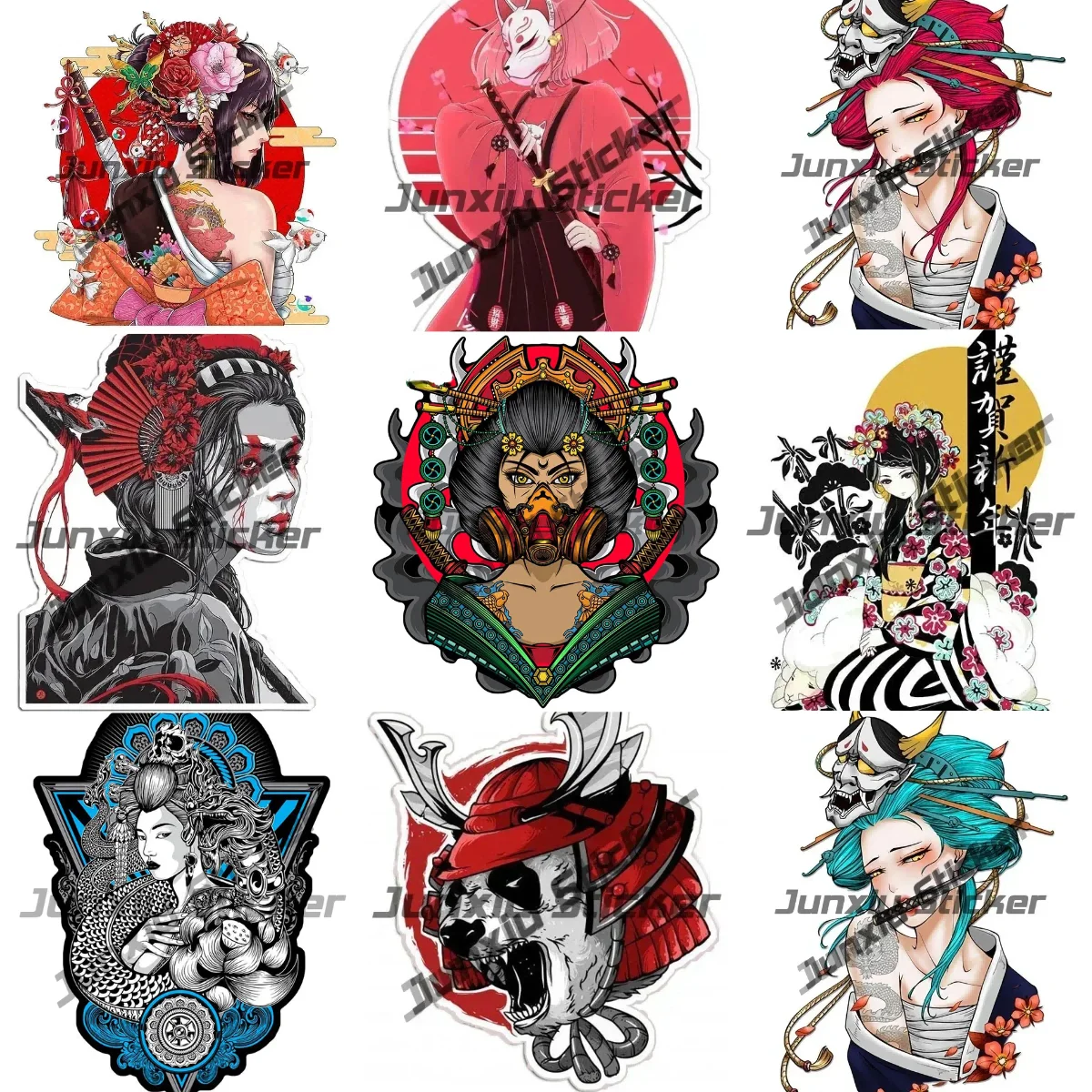 

Creative Japanese Female Sticker Japan Girl Geisha Samurais Car Stickers Vinyl JDM Waterproof Occlusion Scratch Cars Accessories