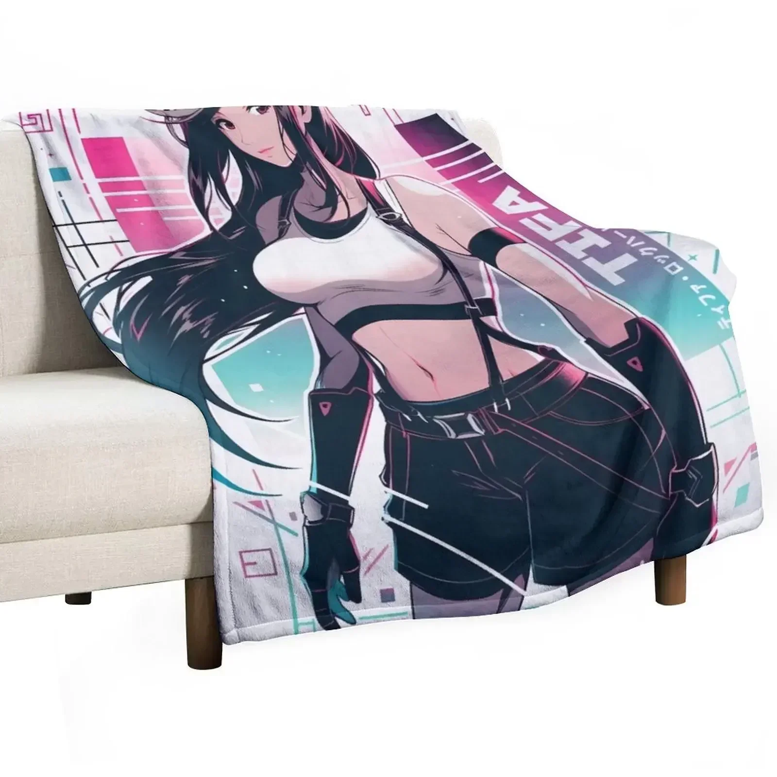 

Tifa Lockhart - Vaporwave Throw Blanket Thin Soft Blanket for Summer Night Sleeping