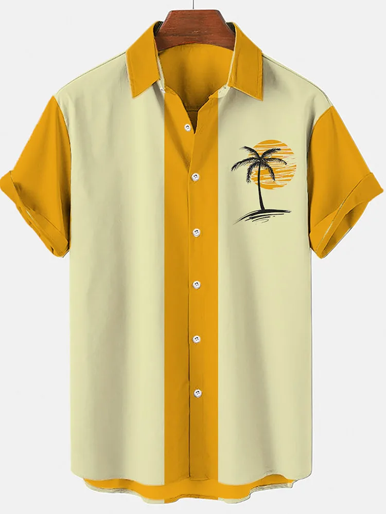 

Large Size 3D Lapel ort Sve irt Turn-down Collar Printed Casual Loose Fit American Sle Men's Summer Faion Beachwear