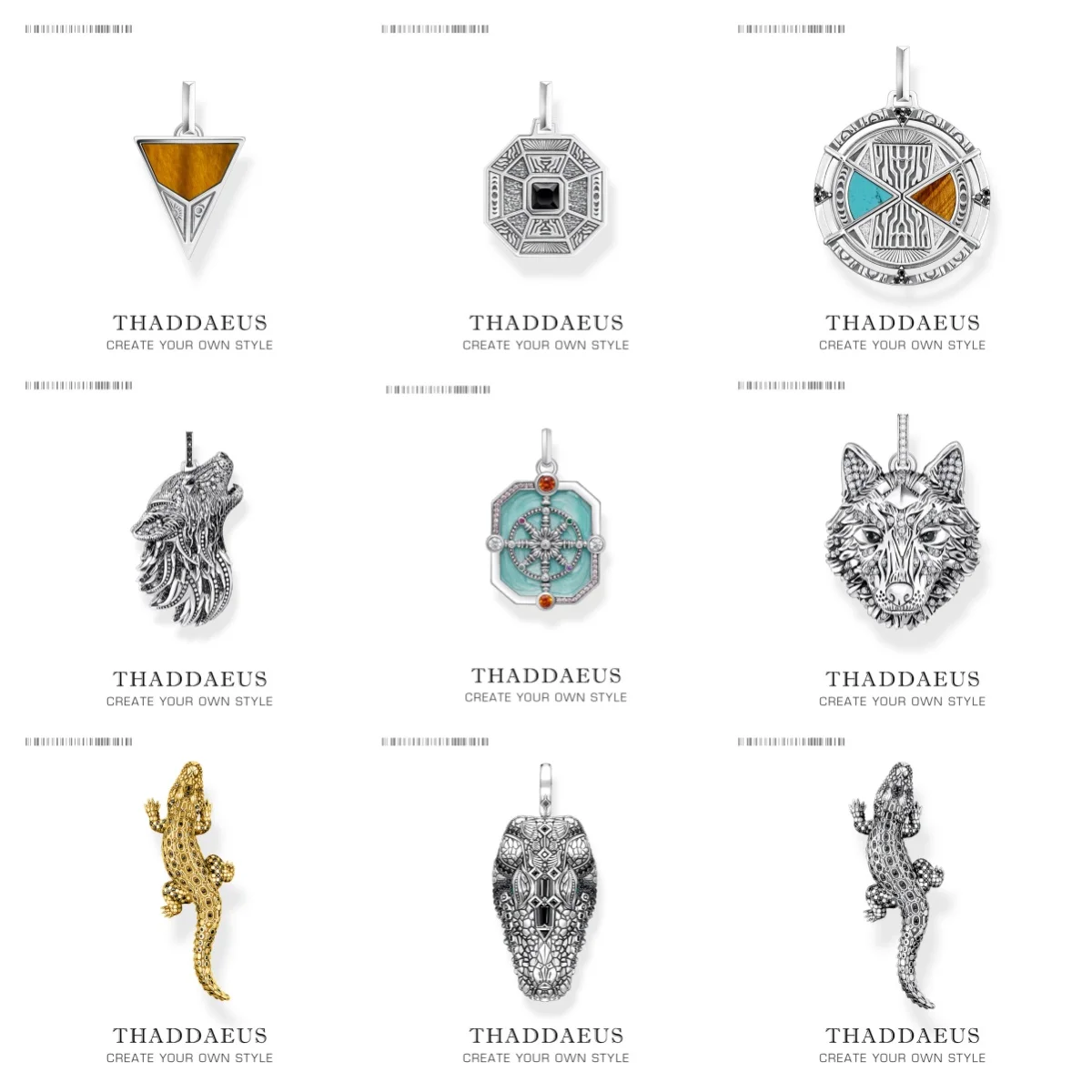 

Pendant Wolf Karma Wheel Crocodile Brand New Fine Jewelry Europe 925 Sterling Silver Accessorie Rebel Vintage Gift For Women Men