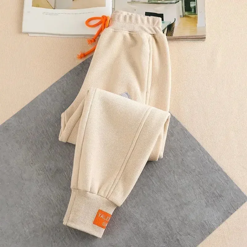 Women New Loose Plus Velvet Trousers Thickened Feet Pants Trend All-match Sports Pants Women Harajuku Pants