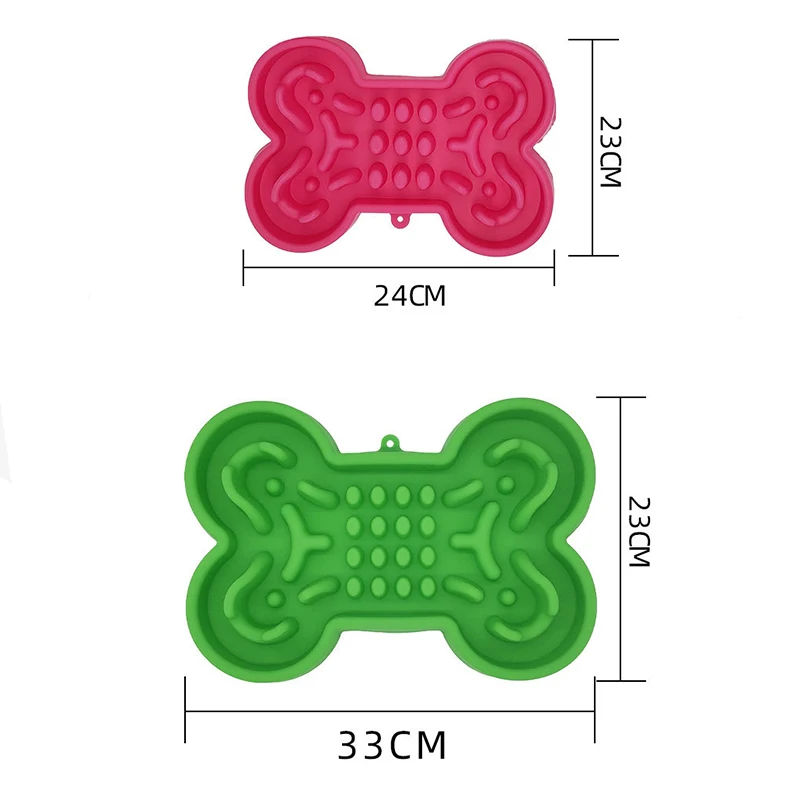 Pet Slow Food Bowl Silicone Bone Shaped Anti-Skid Dog Bowl Cats Feeding Bowls Leakproof Food Feeder Training Dog Slow Food  Pet