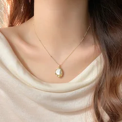 FTCY Irregular Baroque Pearl Necklace Pendant For Women Elegant Romantic Imitation Pearl Pendant Luxury Clavicle Chain Jewelry