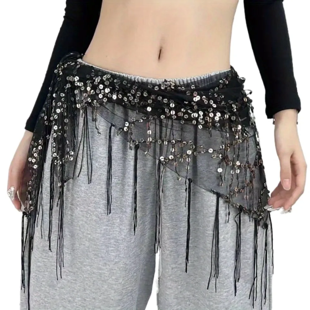 Novo lenço de dança na moda-lenço de corrente de cintura hip hop lenço triangular com borlas, acessório versátil de envoltório de cinto