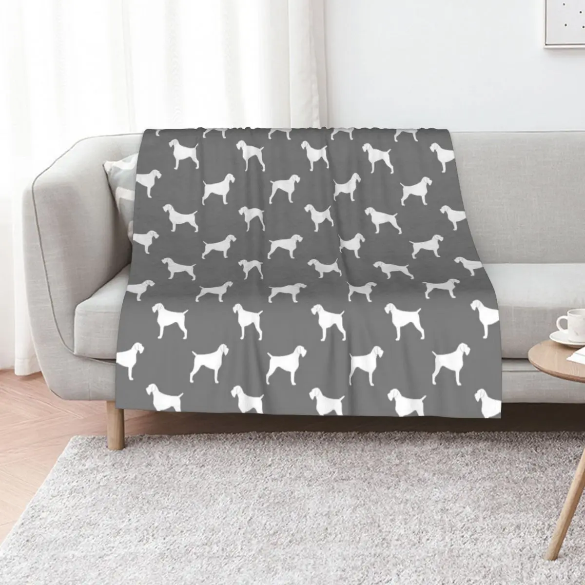 

German Wirehaired Pointer Silhouette(s) Throw Blanket warm winter Sofas Designers Warm Blankets