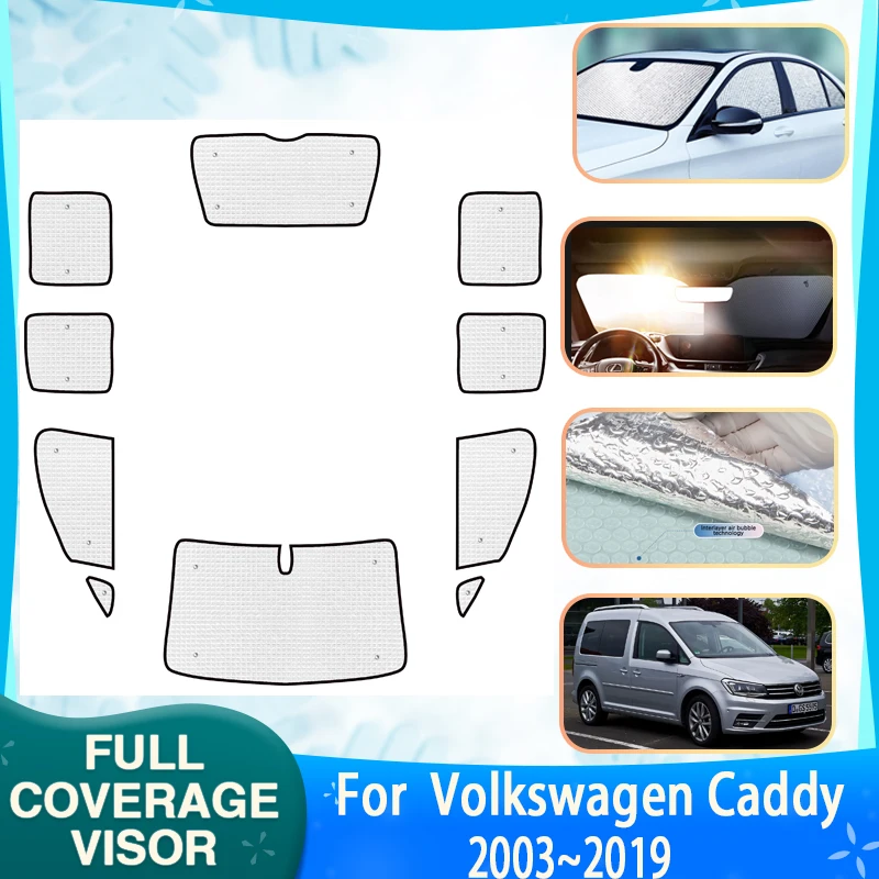 

Full Coverage Sunshades For Volkswagen VW Caddy 2K Maxi 2003~2019 Anti-UV Car Sunscreen Window Sunshade Covers Car Accessories