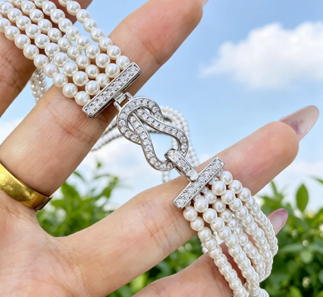 3 rows' 5 rows/new necklace AAAA 4-5mm natural Japanese white pearl necklace 925s/supports customized sizes