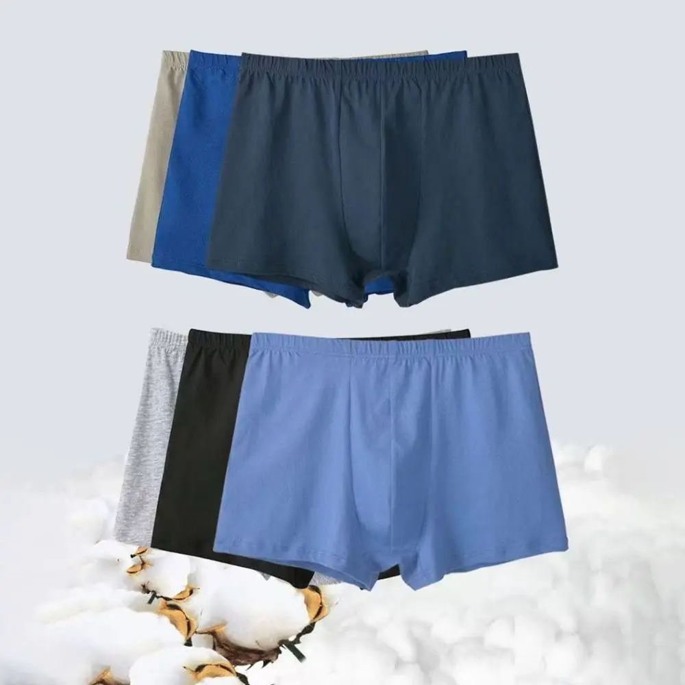 

5PCS Comfortable Loose Cotton Boxer Briefs Panties Lingerie Underwear for Men Simple Mid Waist Shorts Underpants Daily