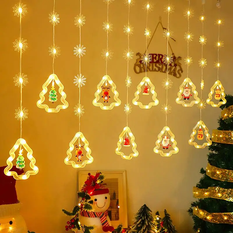 

Christmas Decorative LED Light String Curtain Decoration Atmosphere Setting up Christmas Tree Star Hanging Ornament