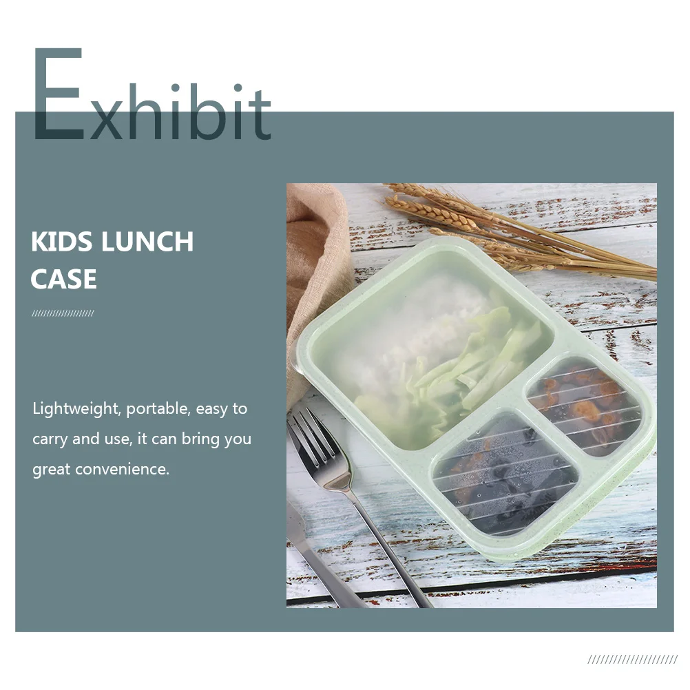 

3Pcs Bento Boxes Wheat Straw Multi-Compartment Portable Lunch Boxes Microwave-Safe Sealed Food Containers for Office School