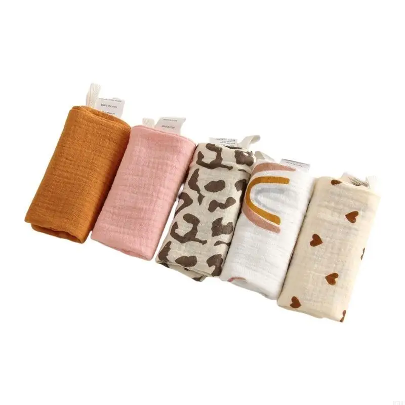 97BE 5개 4겹 신생아용 부드러운 흡수성 트림 타월 아기 입 닦아 천