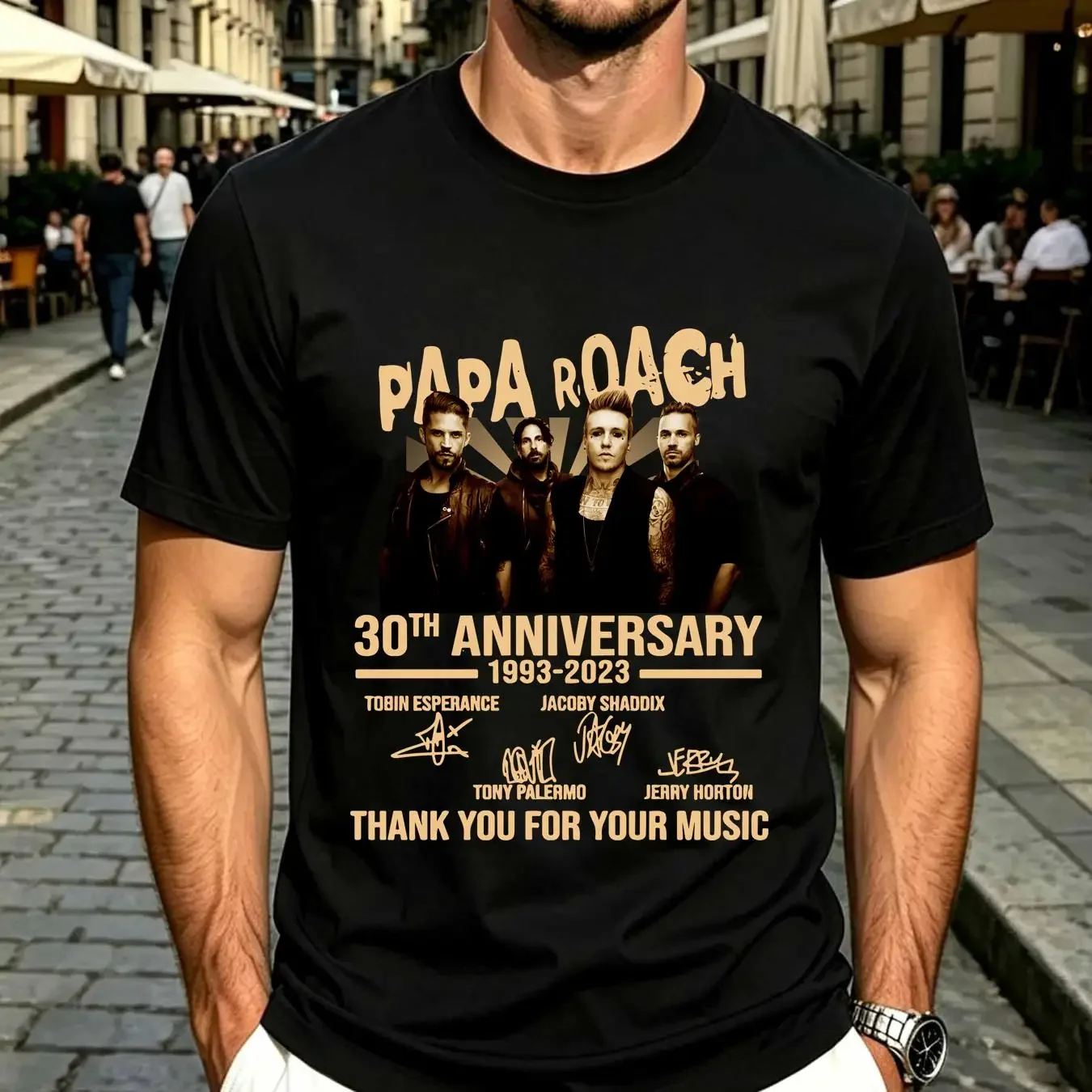 washed T Shirt Papa Roach 30th anniversary 1993 2023 thank you for your music HE638 vintage Washed Versatile Stretched Stylish