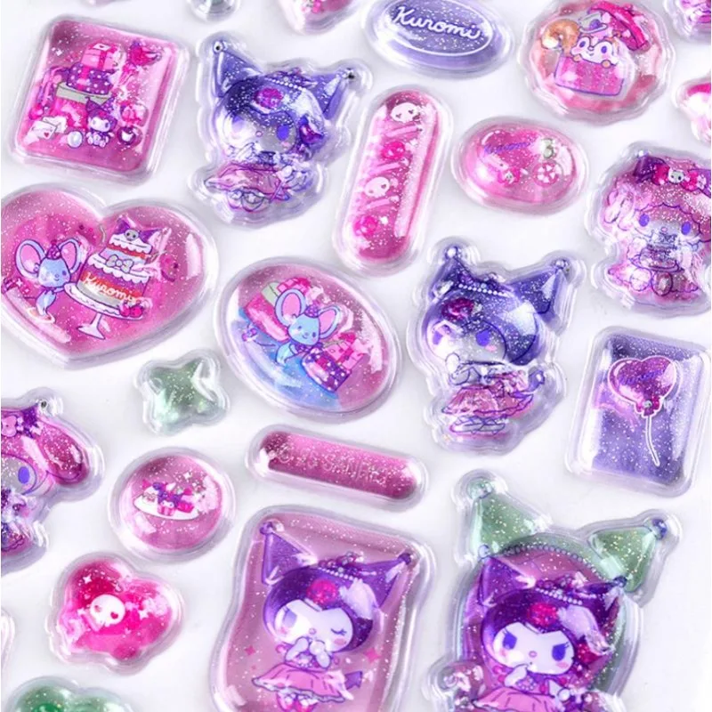 Nouvel autocollant Sanrio Kuramitsu Goka 2026, autocollant tridimensionnel mignon en forme de gemme, autocollant décoratif en cristal en relief